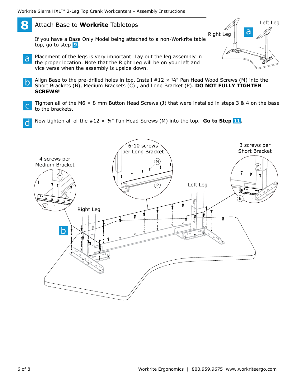 Ab b | Workrite Sierra HXL Crank Assembly Instructions for 2-Leg Top Crank models User Manual | Page 6 / 8