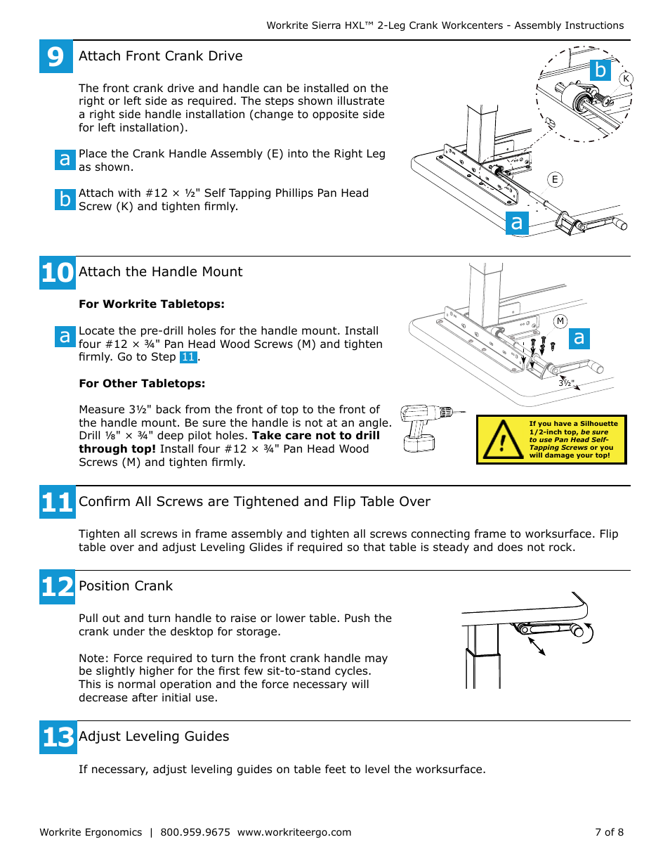 Show? like others? 9 10, Ab a | Workrite Sierra HXL Assembly Instructions for 2-Leg Front Crank Workcenters User Manual | Page 7 / 8