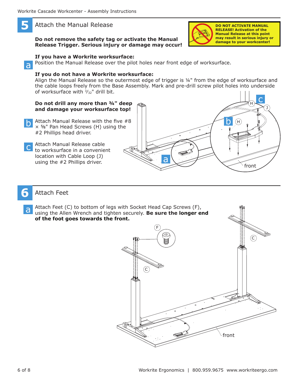 Bc c | Workrite Cascade Assembly Instructions for 2-Leg Counterbalance Workcenters User Manual | Page 6 / 8