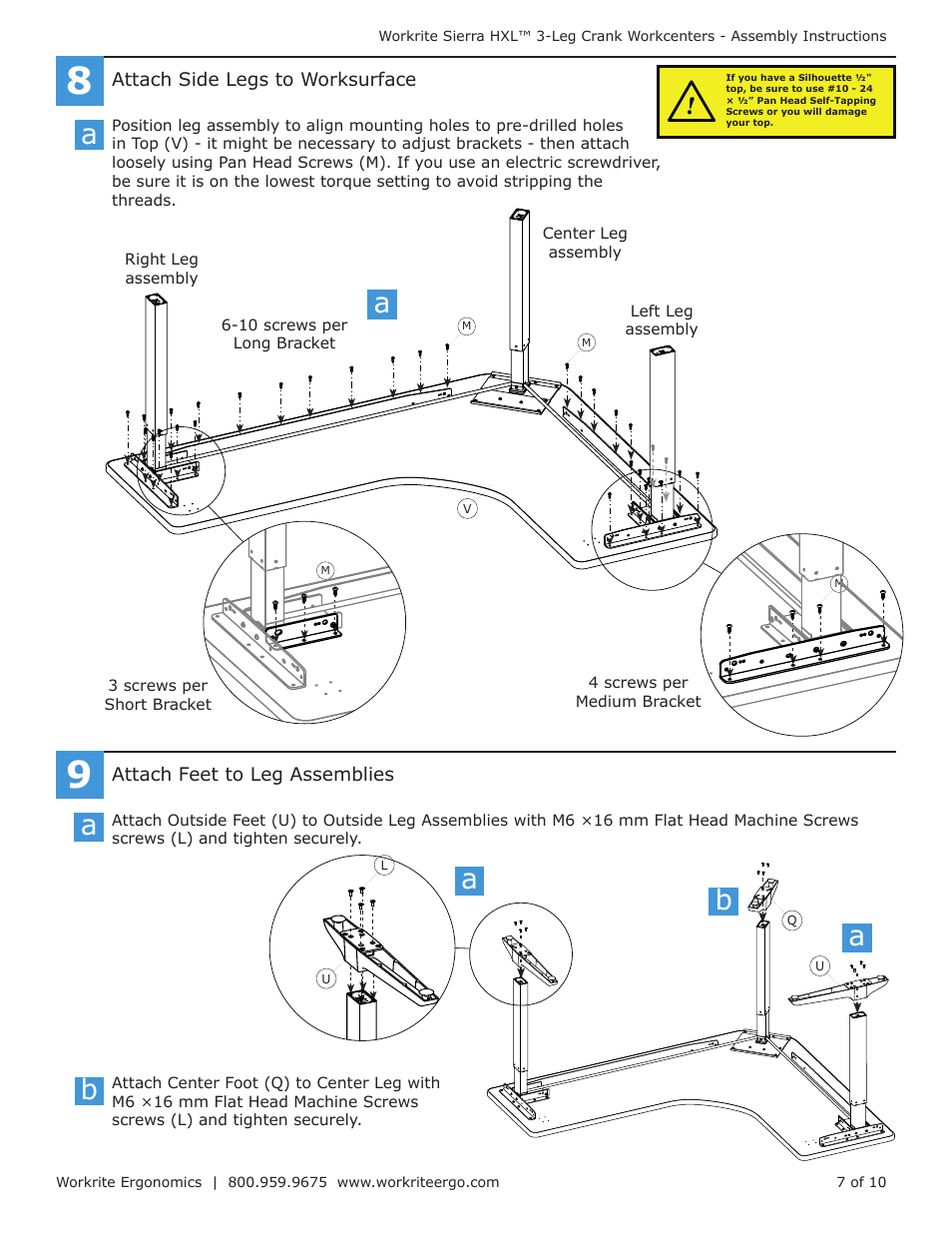 Ab a a b | Workrite Sierra HXL Assembly Instructions for 3-Leg Front-Crank Workcenters User Manual | Page 7 / 10