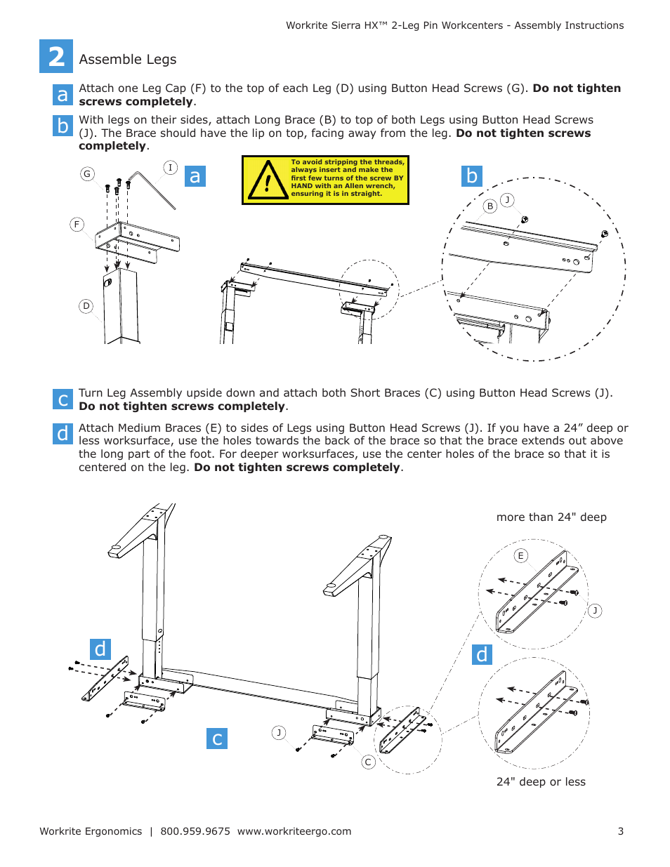 Ac d b | Workrite Sierra HX Pin Assembly Instructions for 2-Leg Pin models User Manual | Page 3 / 4