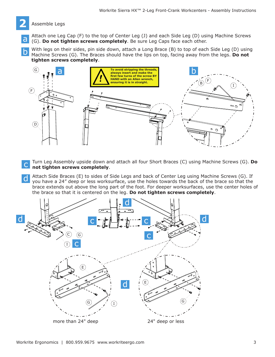 Ac d b | Workrite Sierra HX Pin Assembly Instructions for 3-Leg Pin models User Manual | Page 3 / 4