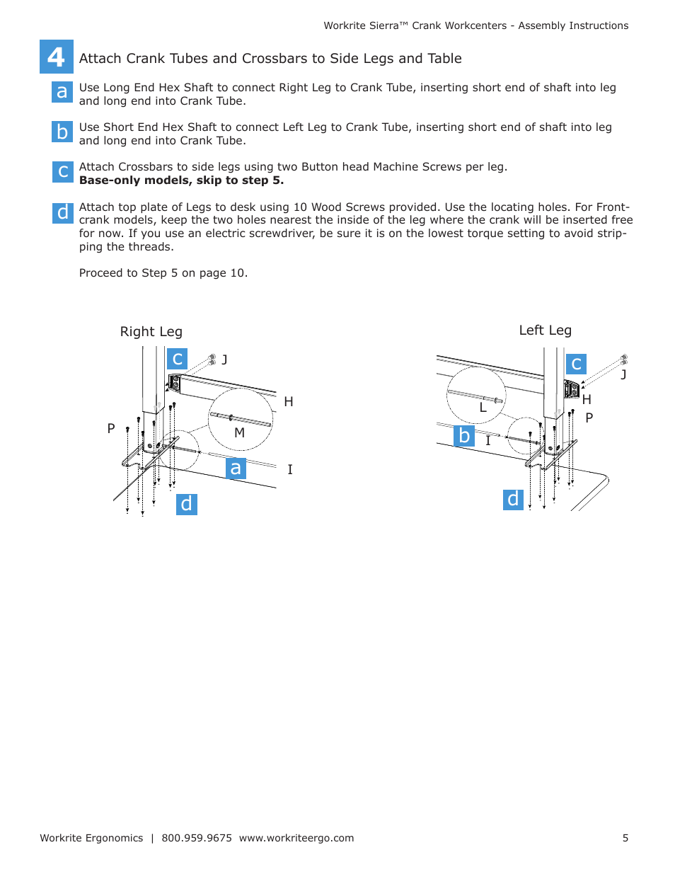 Ab c, Ab d, Dc c | Workrite Sierra Crank Assembly Instructions for Front and Top-Crank models User Manual | Page 5 / 14