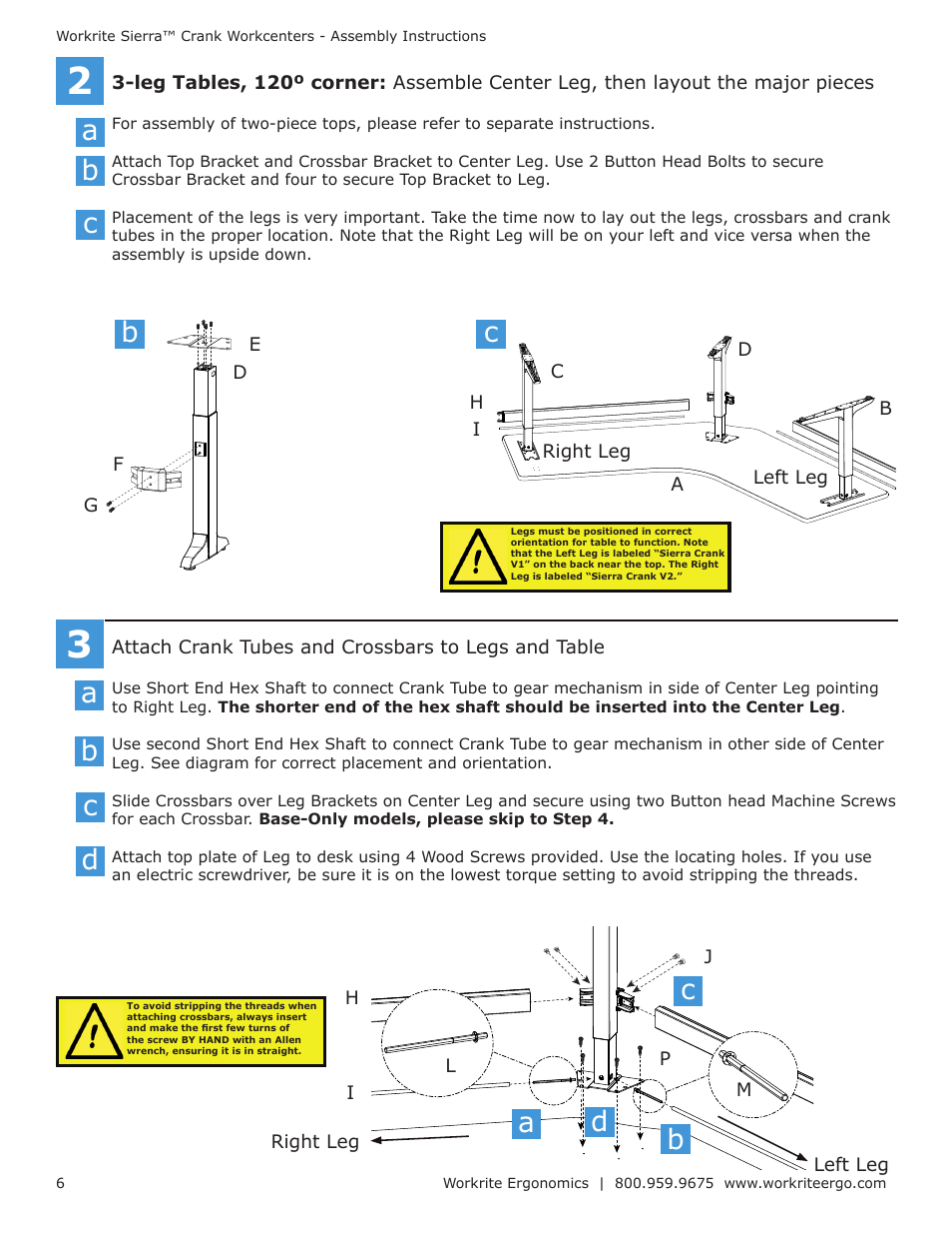 Ca d, Ba b c b, Cb c | Workrite Sierra Crank Assembly Instructions for Front and Top-Crank models User Manual | Page 6 / 14