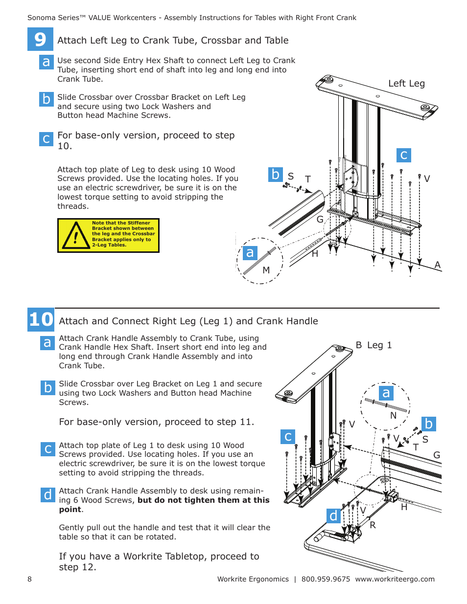 Ab c, Ab c d | Workrite Series VALUE Assembly Instructions for Tables with Right Front Crank User Manual | Page 8 / 10