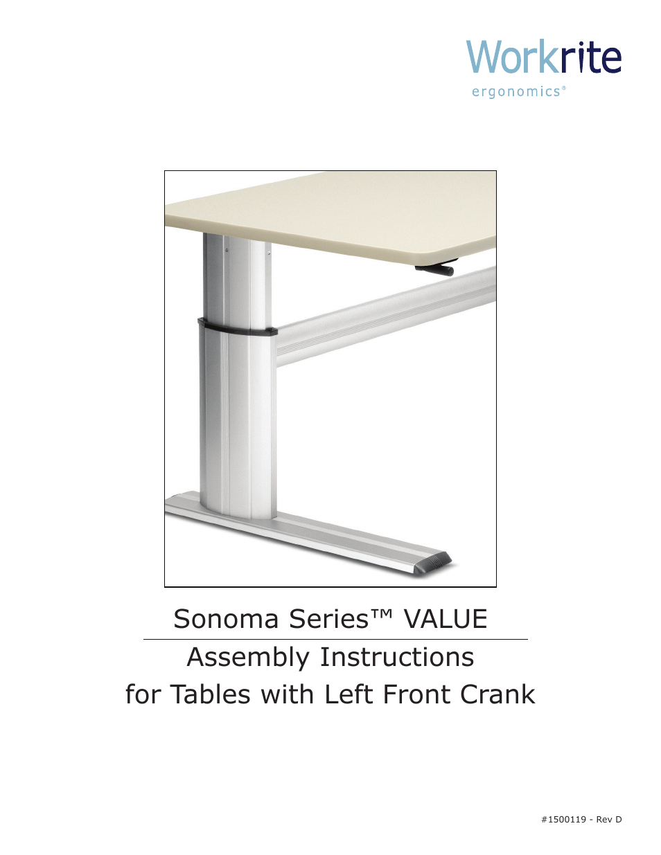 Workrite Series VALUE Assembly Instructions for Tables with Left Front Crank User Manual | 10 pages