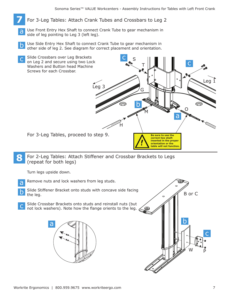 Workrite Series VALUE Assembly Instructions for Tables with Left Front Crank User Manual | Page 7 / 10