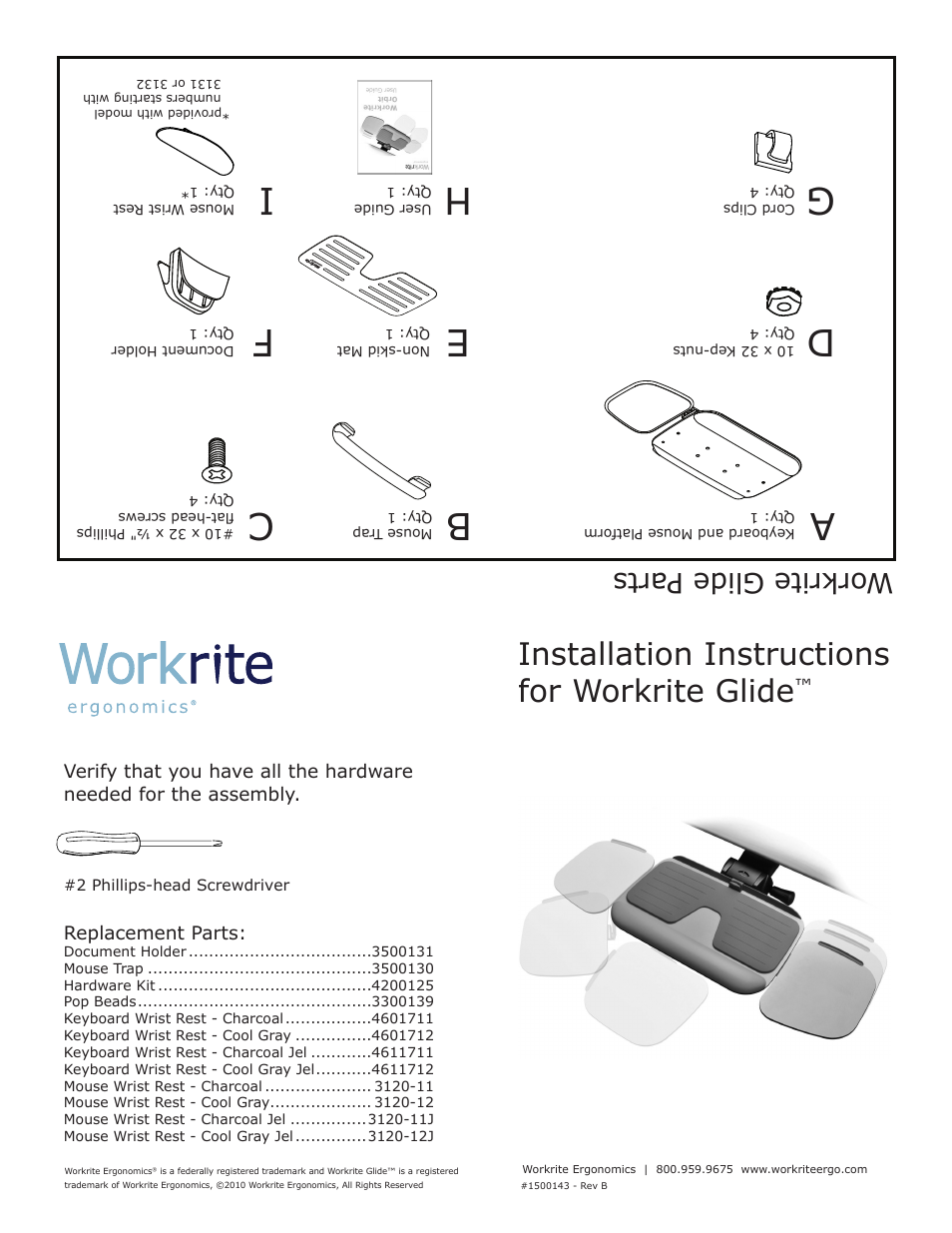 Workrite Glide 2 User Manual | 2 pages