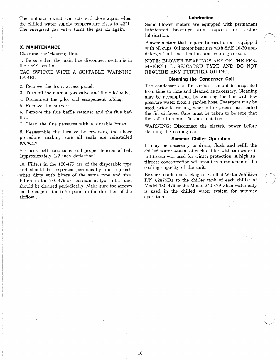 X. maintenance, Lubrication | Bryant 479 D User Manual | Page 10 / 13