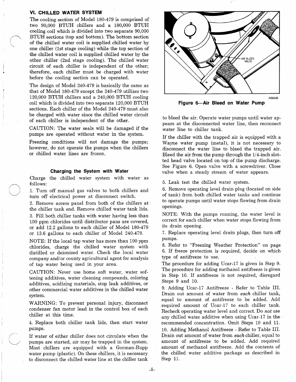 Vi. chilled water system, Charging the system with water | Bryant 479 D User Manual | Page 5 / 13