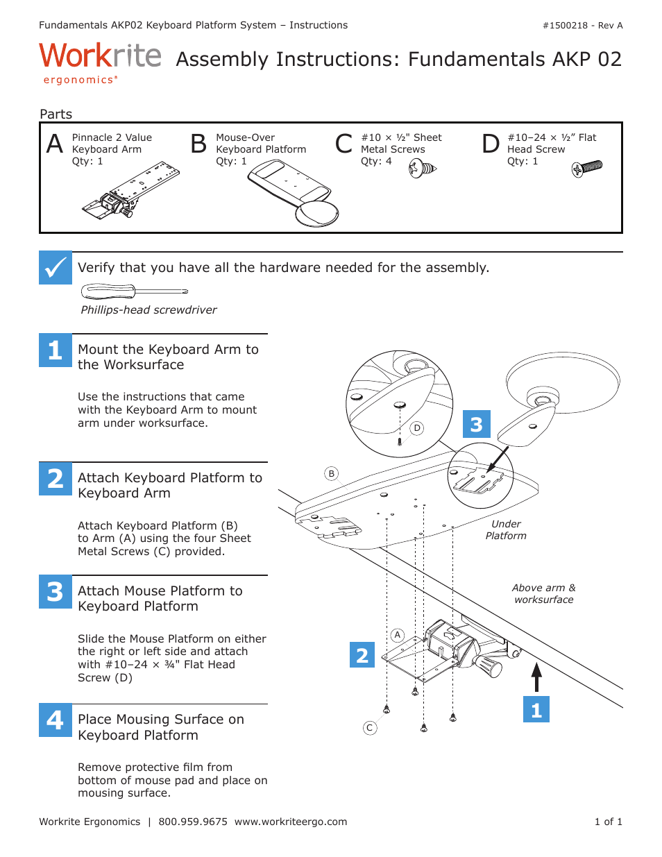 Workrite Fundamentals 02 User Manual | 1 page