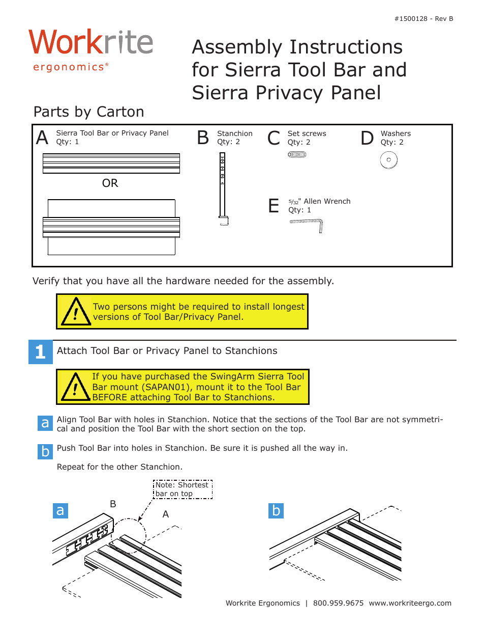 Workrite Sierra Privacy Panel User Manual | 2 pages