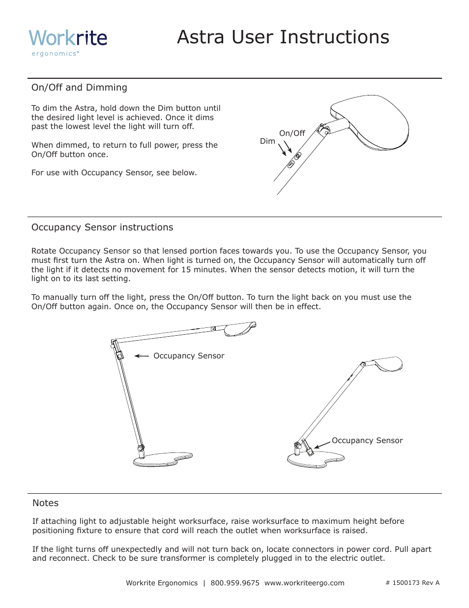 Workrite Astra User Manual | 1 page