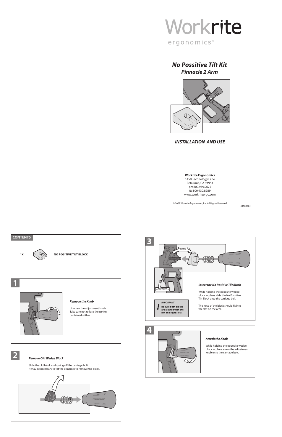 Workrite Pinnacle 2 No Positive Tilt User Manual | 1 page