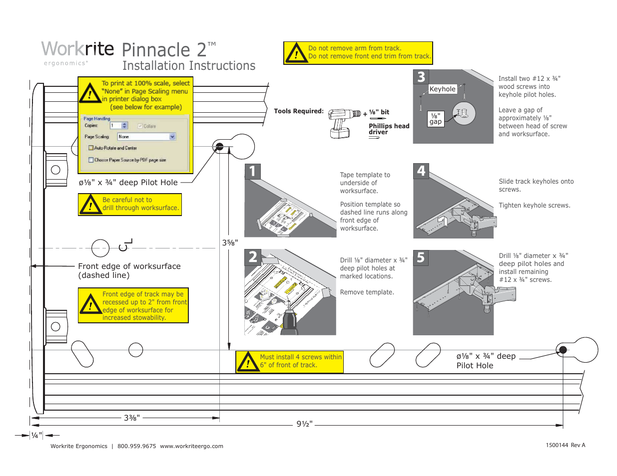 Workrite Pinnacle 2 ThinGlide Track User Manual | 1 page