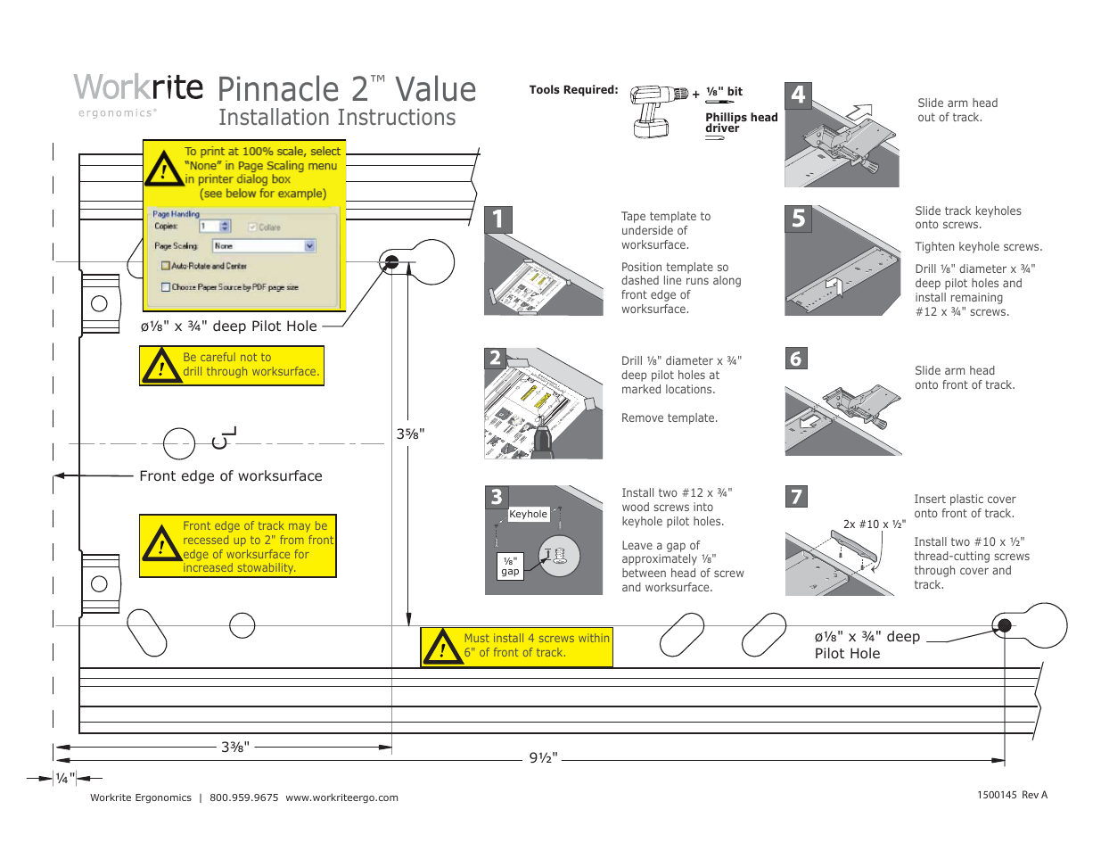 Workrite Pinnacle 2 Value Track User Manual | 1 page