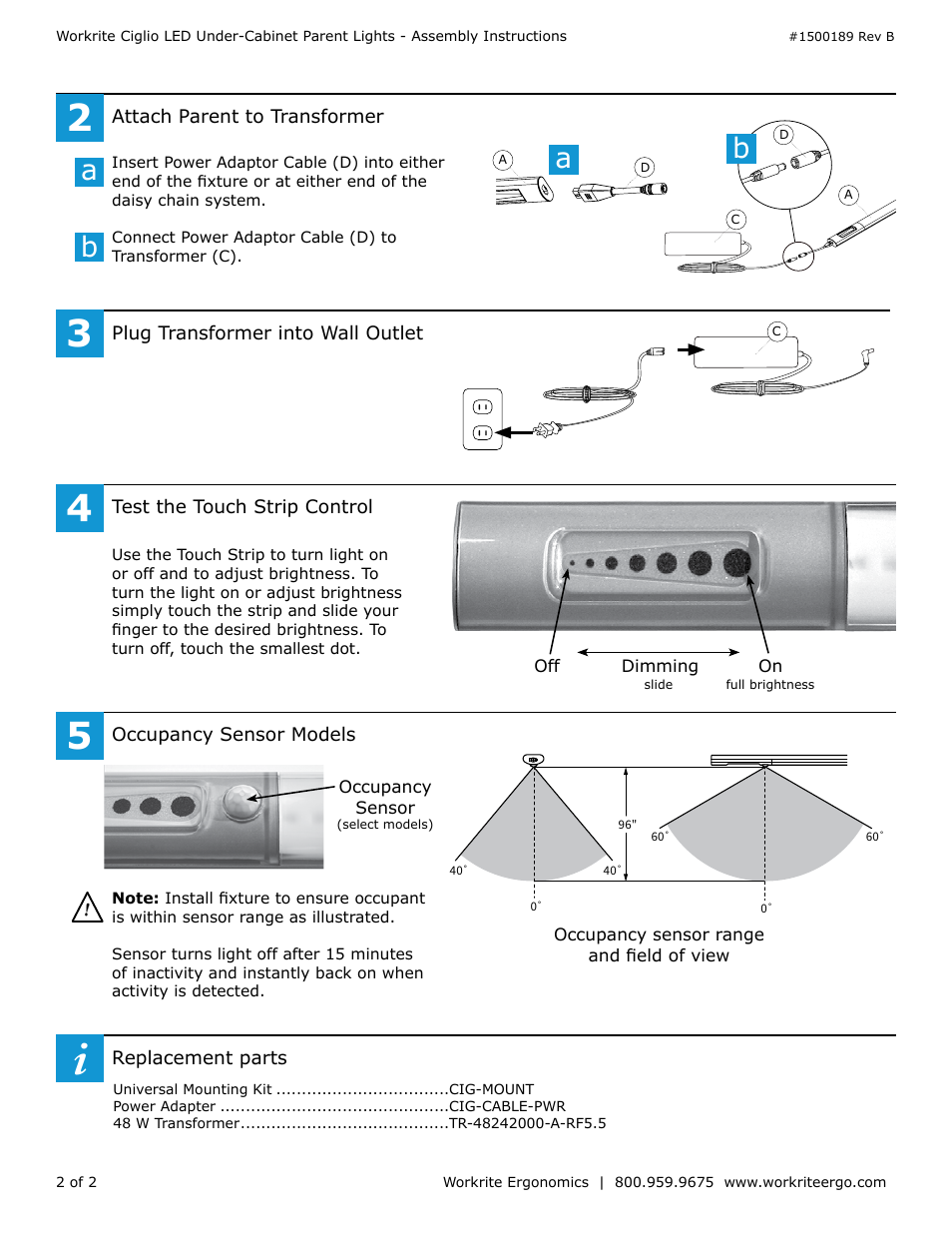 Workrite Ciglio Parent User Manual | Page 2 / 2