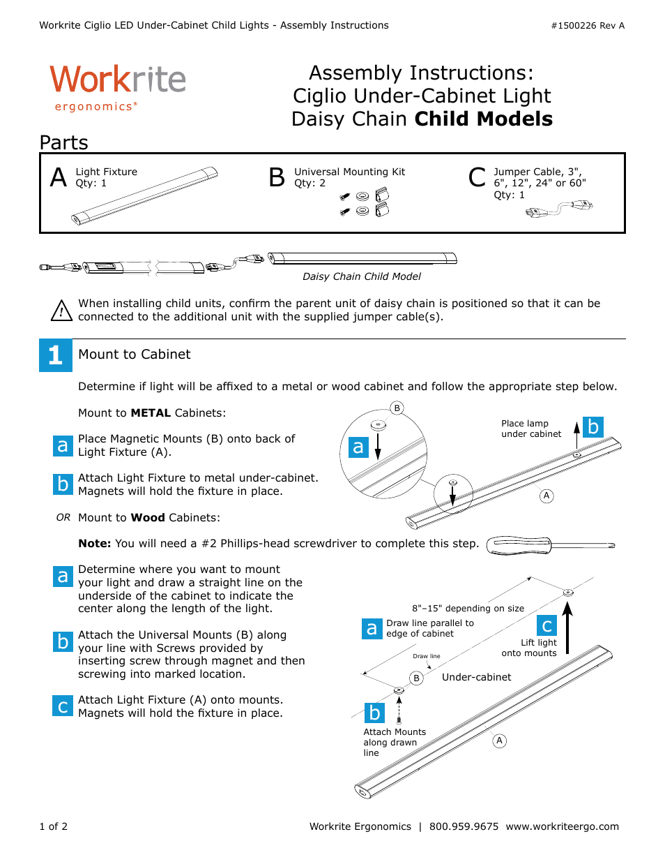 Workrite Ciglio Child User Manual | 2 pages