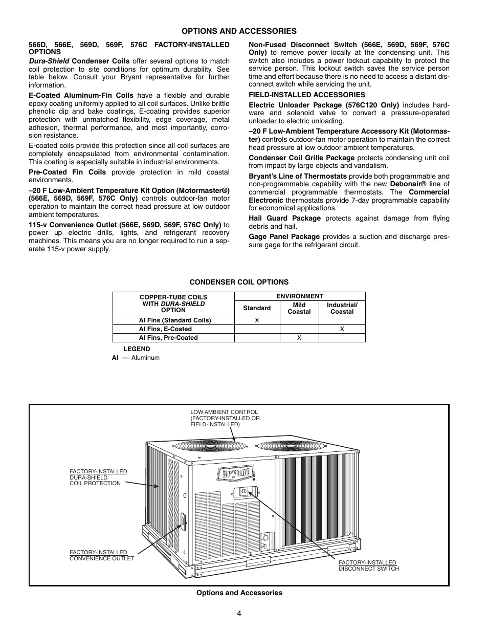 Options and accessories, Options and accessories -6 | Bryant 569F User Manual | Page 4 / 84