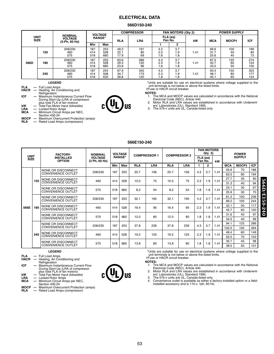 Electrical data, 53 electrical data | Bryant 569F User Manual | Page 53 / 84