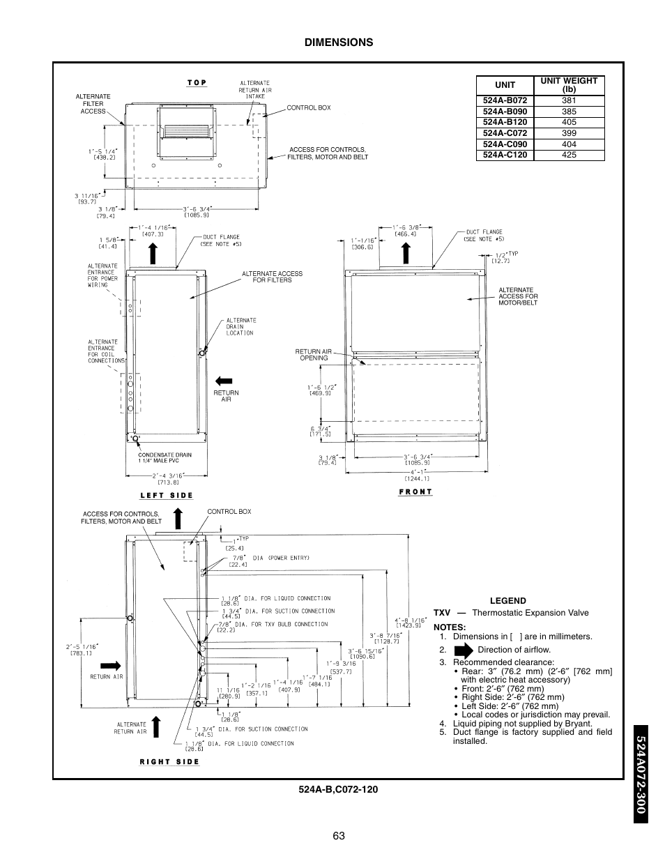 Dimensions, Dimensions -65 | Bryant 569F User Manual | Page 63 / 84