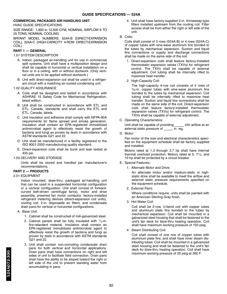 Guide specifications - 524a, Guide specifications ,83 | Bryant 569F User Manual | Page 82 / 84