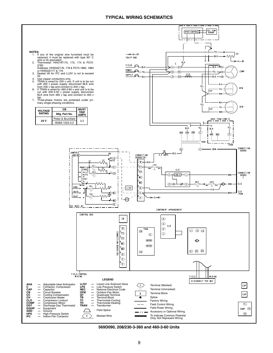 Typical wiring schematics, Typical wiring schematics ,10, 9typical wiring schematics | Bryant 569F User Manual | Page 9 / 84