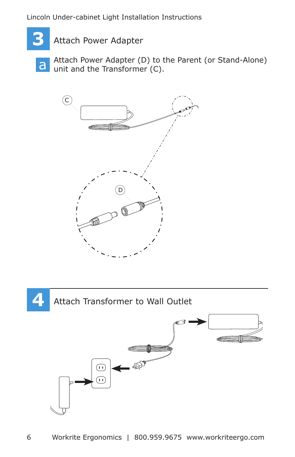 Workrite Lincoln Under-cabinet Light User Manual | Page 6 / 8