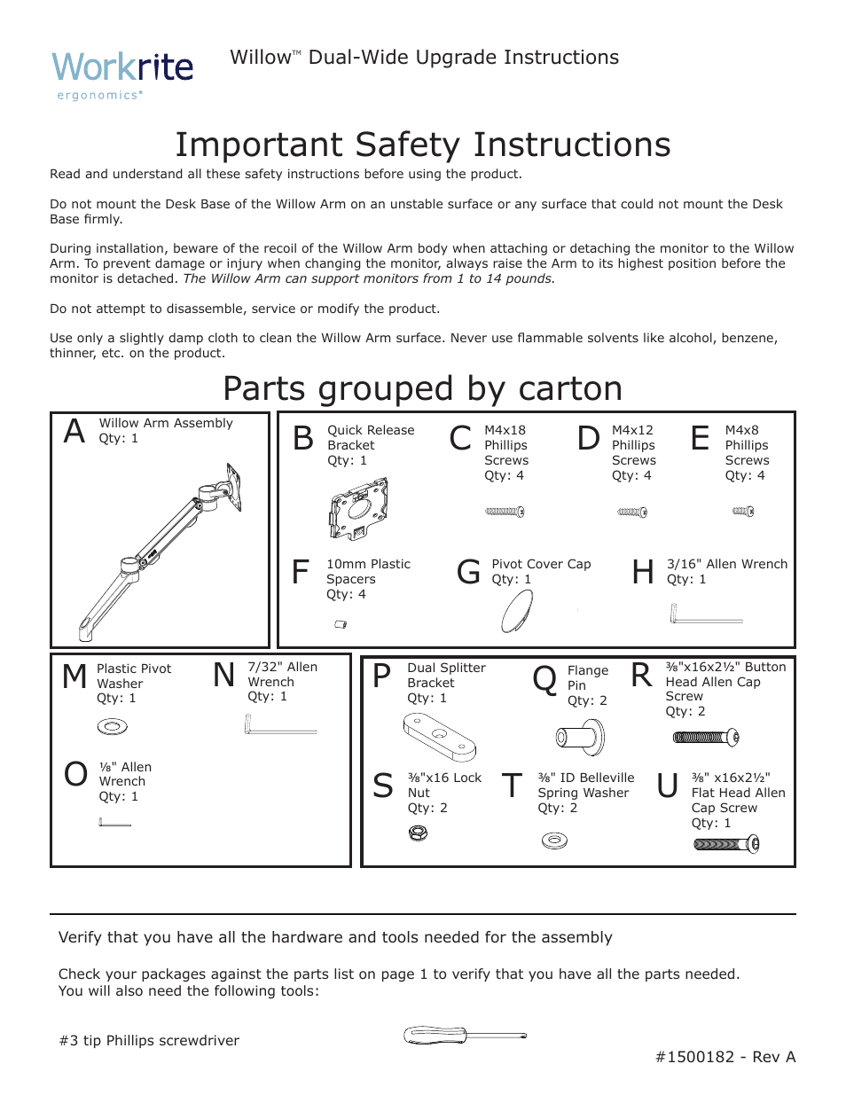 Workrite Willow Dual-Wide Upgrade Instructions User Manual | 4 pages