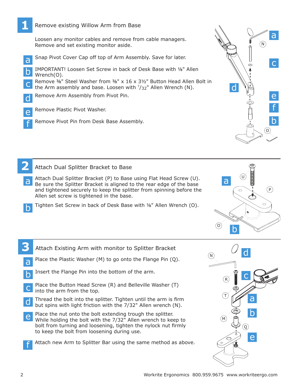 Aa b c d, Be b a | Workrite Willow Dual-Wide Upgrade Instructions User Manual | Page 2 / 4