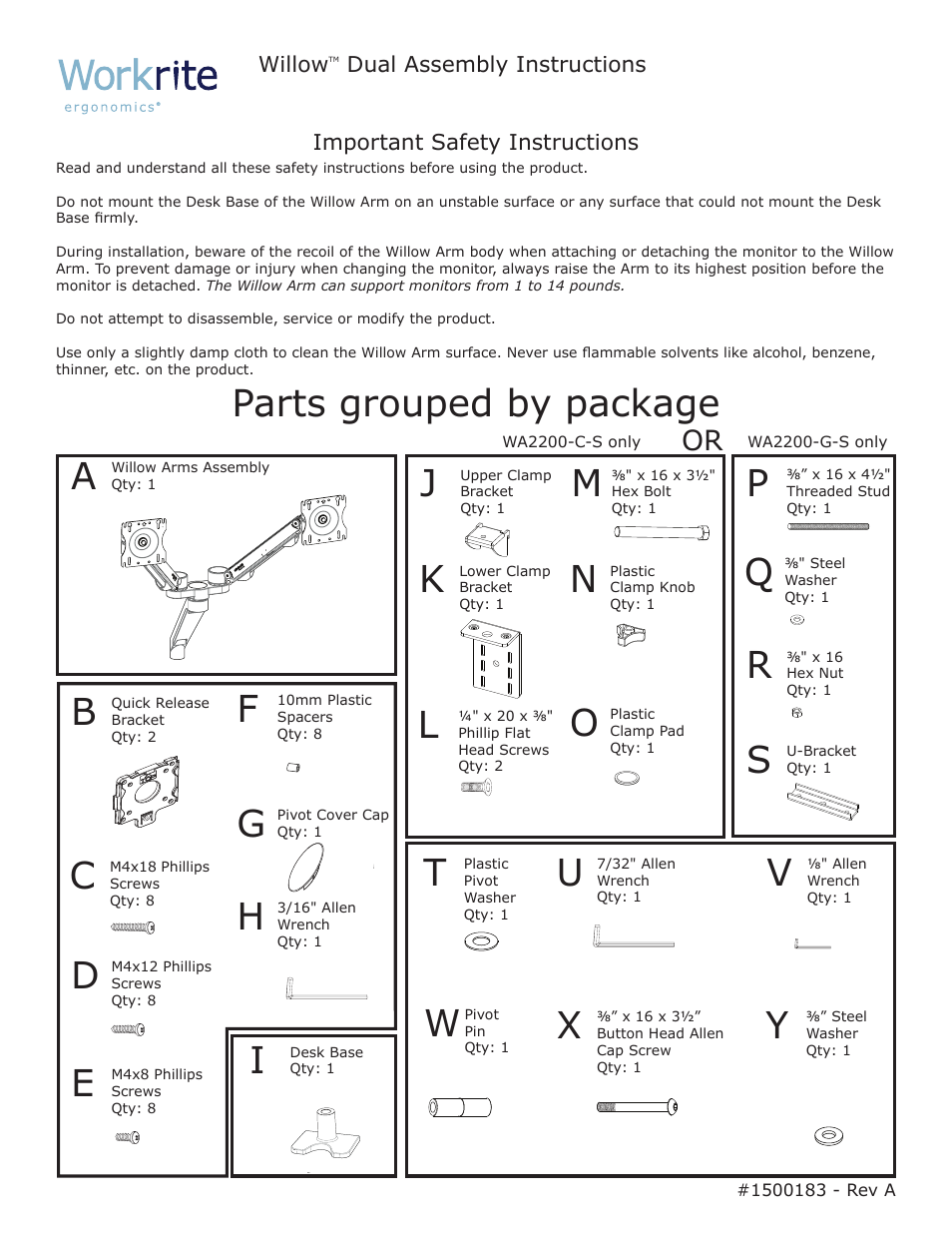 Workrite Willow Dual Assembly Instructions User Manual | 4 pages