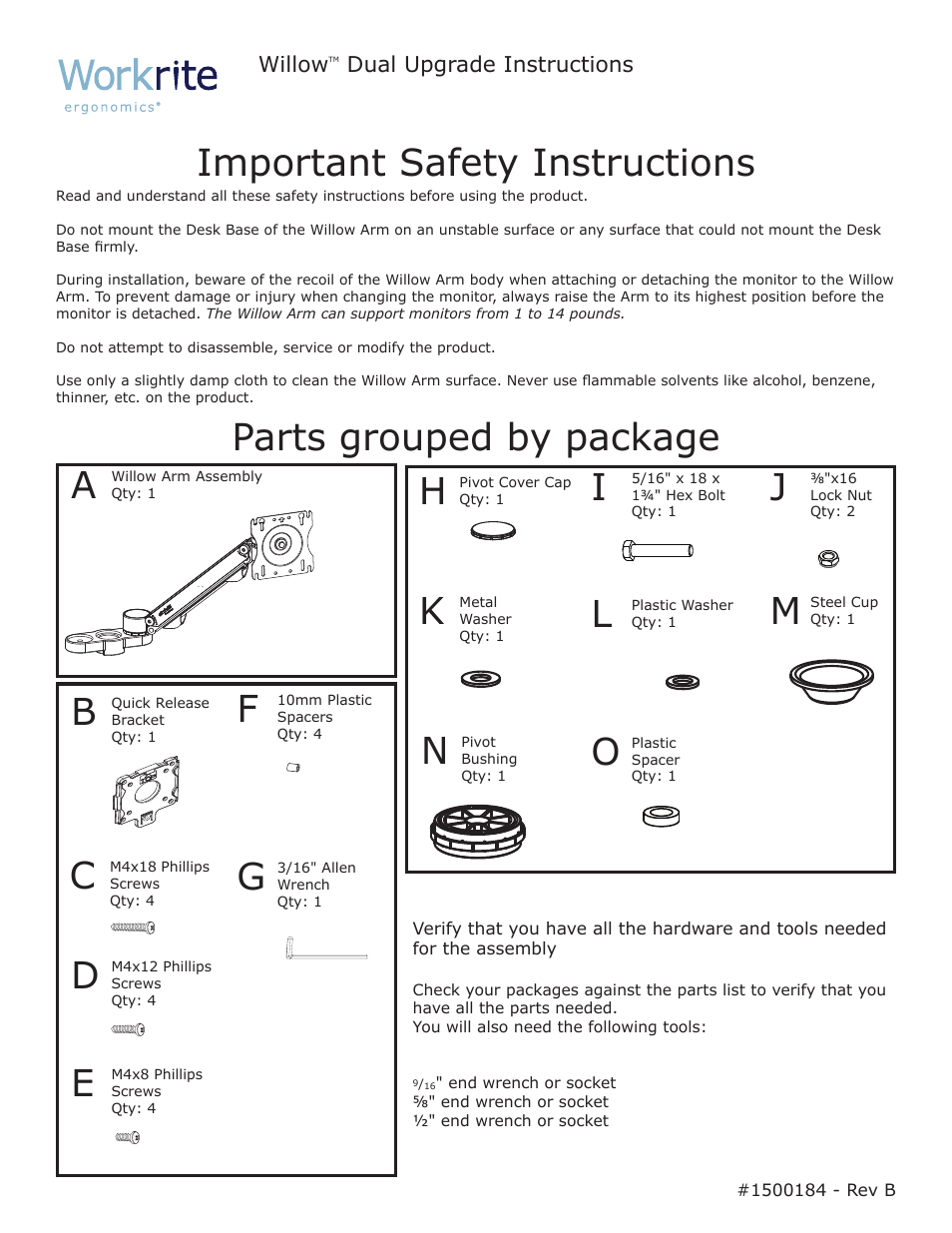 Workrite Willow Dual Upgrade Instructions User Manual | 4 pages