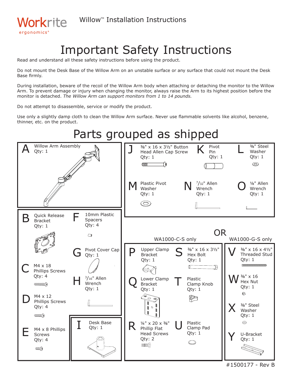 Workrite Willow User Manual | 4 pages