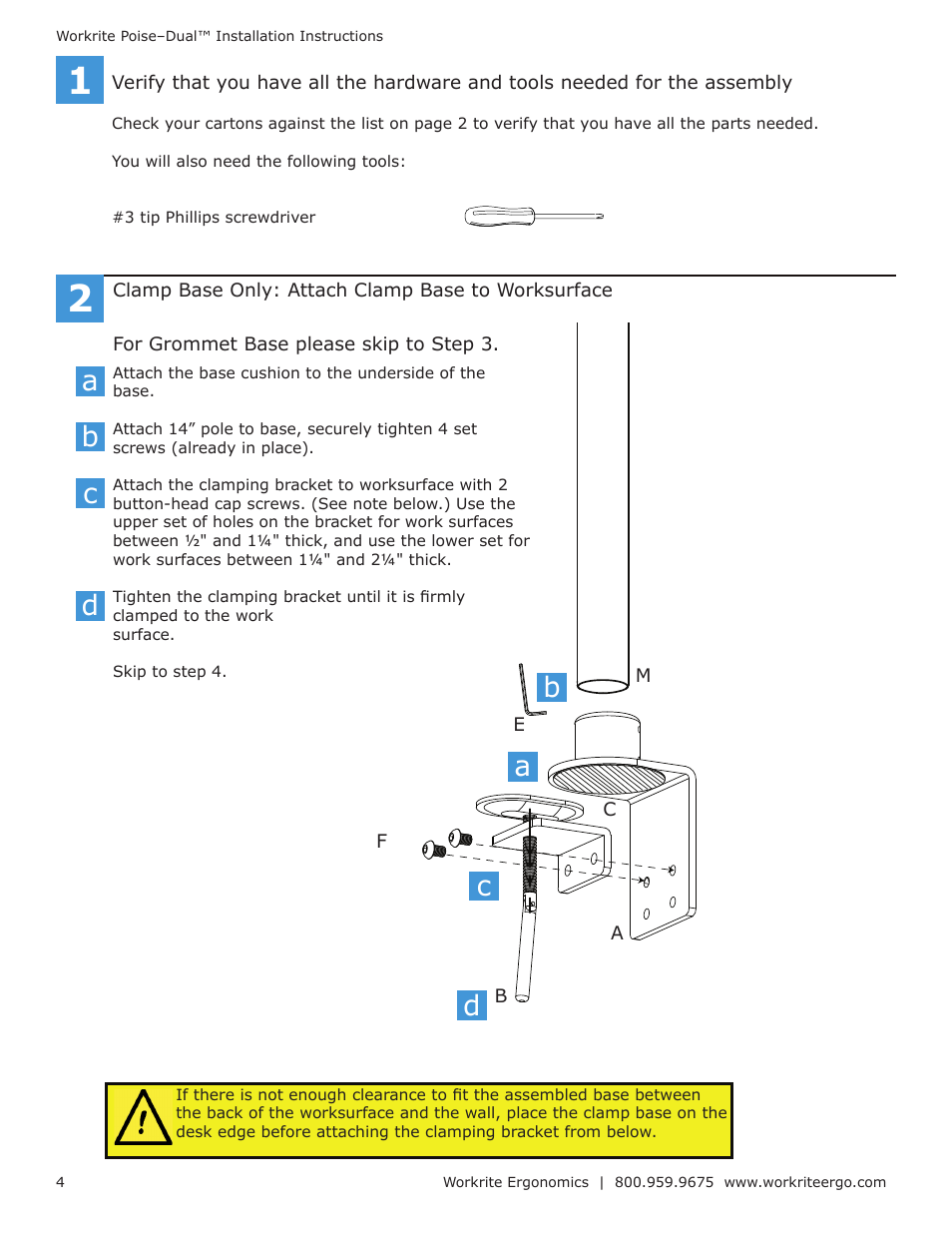 Workrite Poise–Dual User Manual | Page 4 / 8