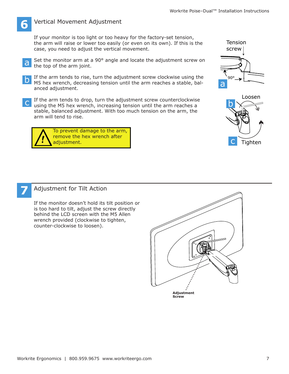 Ab c | Workrite Poise–Dual User Manual | Page 7 / 8