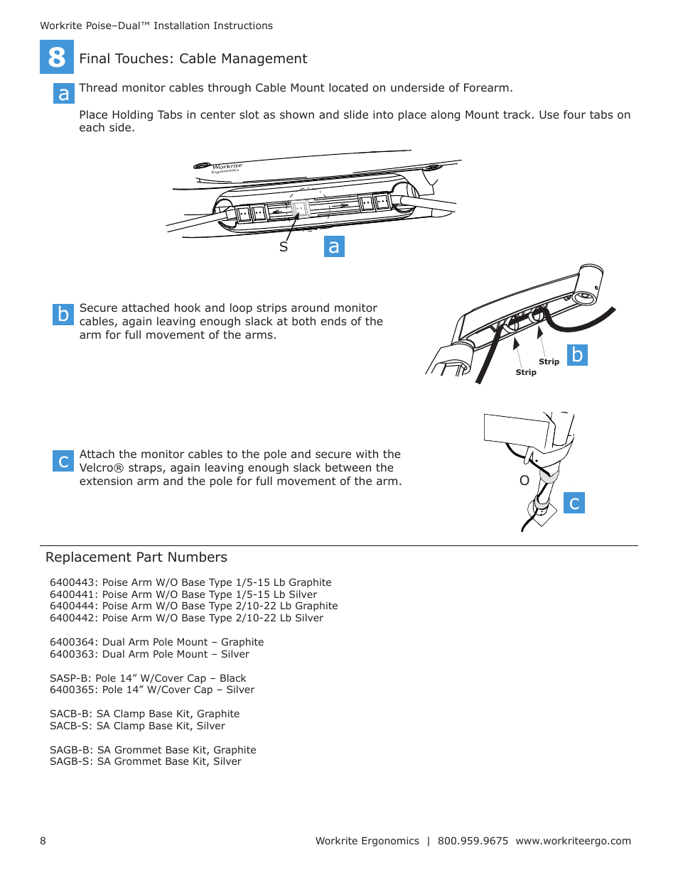 Ab c | Workrite Poise–Dual User Manual | Page 8 / 8