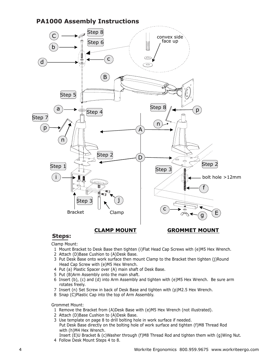 Pa1000 assembly instructions | Workrite Poise User Manual | Page 4 / 8