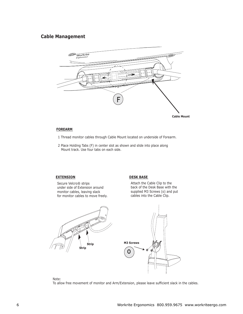 Cable management | Workrite Poise User Manual | Page 6 / 8