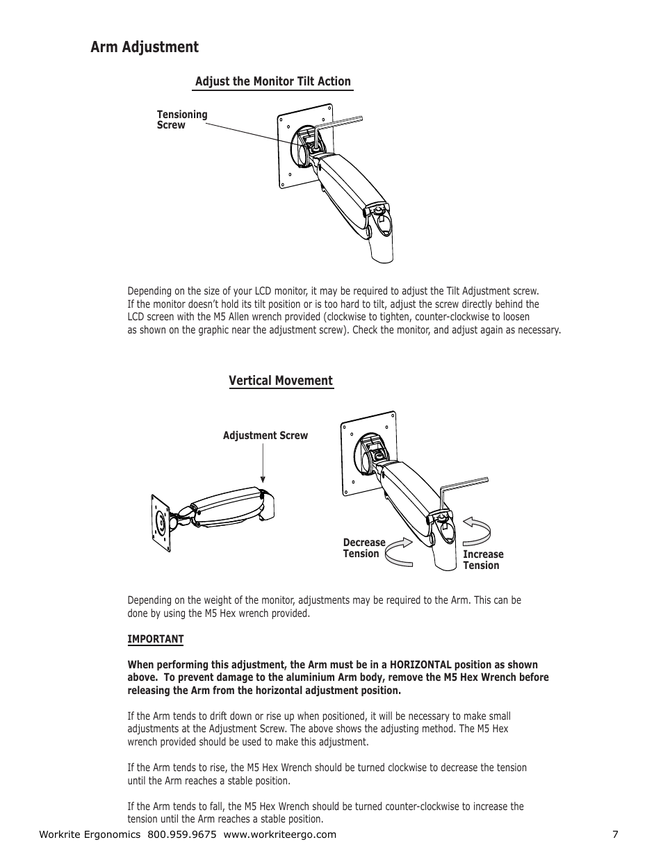 Arm adjustment | Workrite Poise User Manual | Page 7 / 8