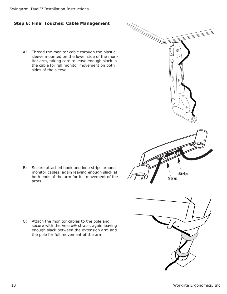 Workrite SwingArm–Dual User Manual | Page 10 / 10