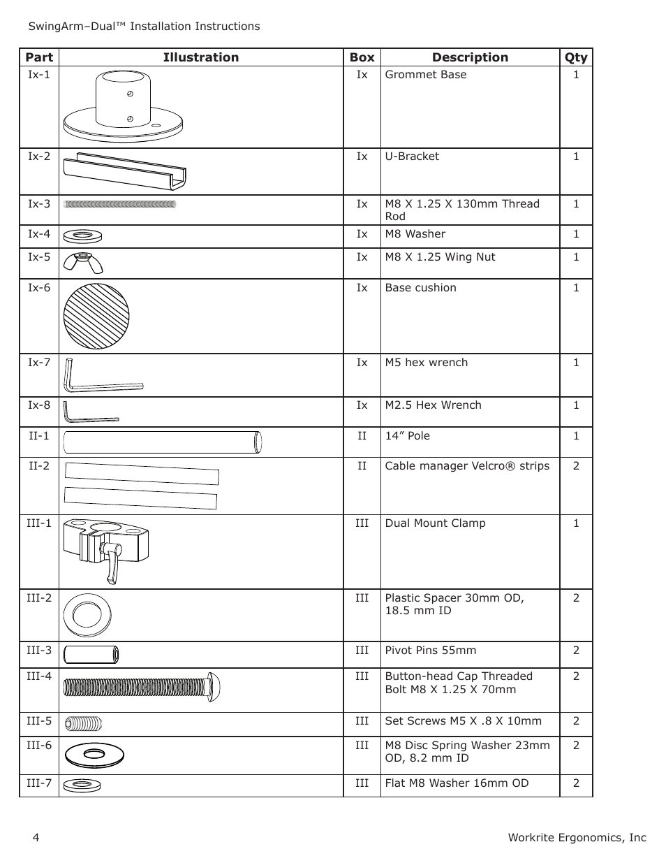 Workrite SwingArm–Dual User Manual | Page 4 / 10