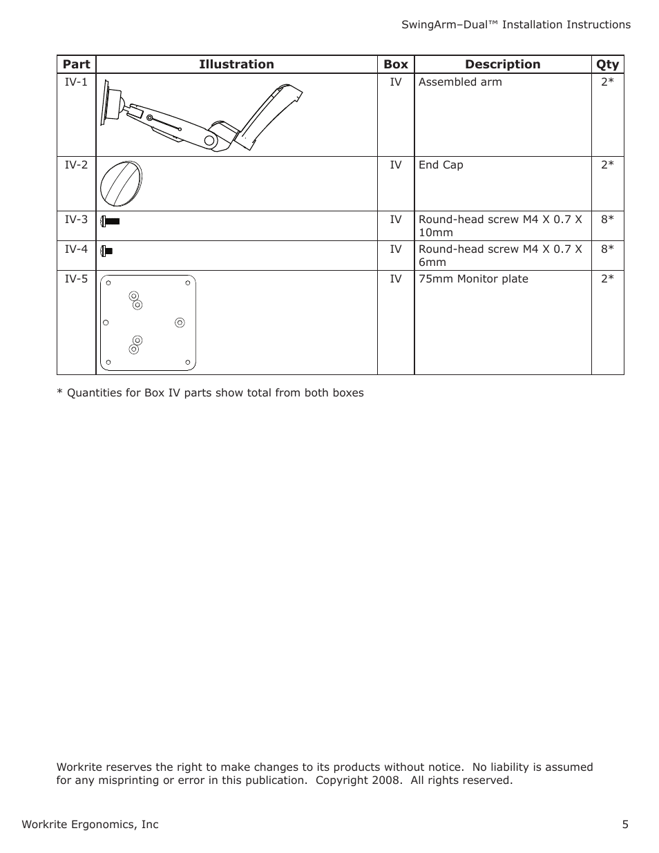 Workrite SwingArm–Dual User Manual | Page 5 / 10