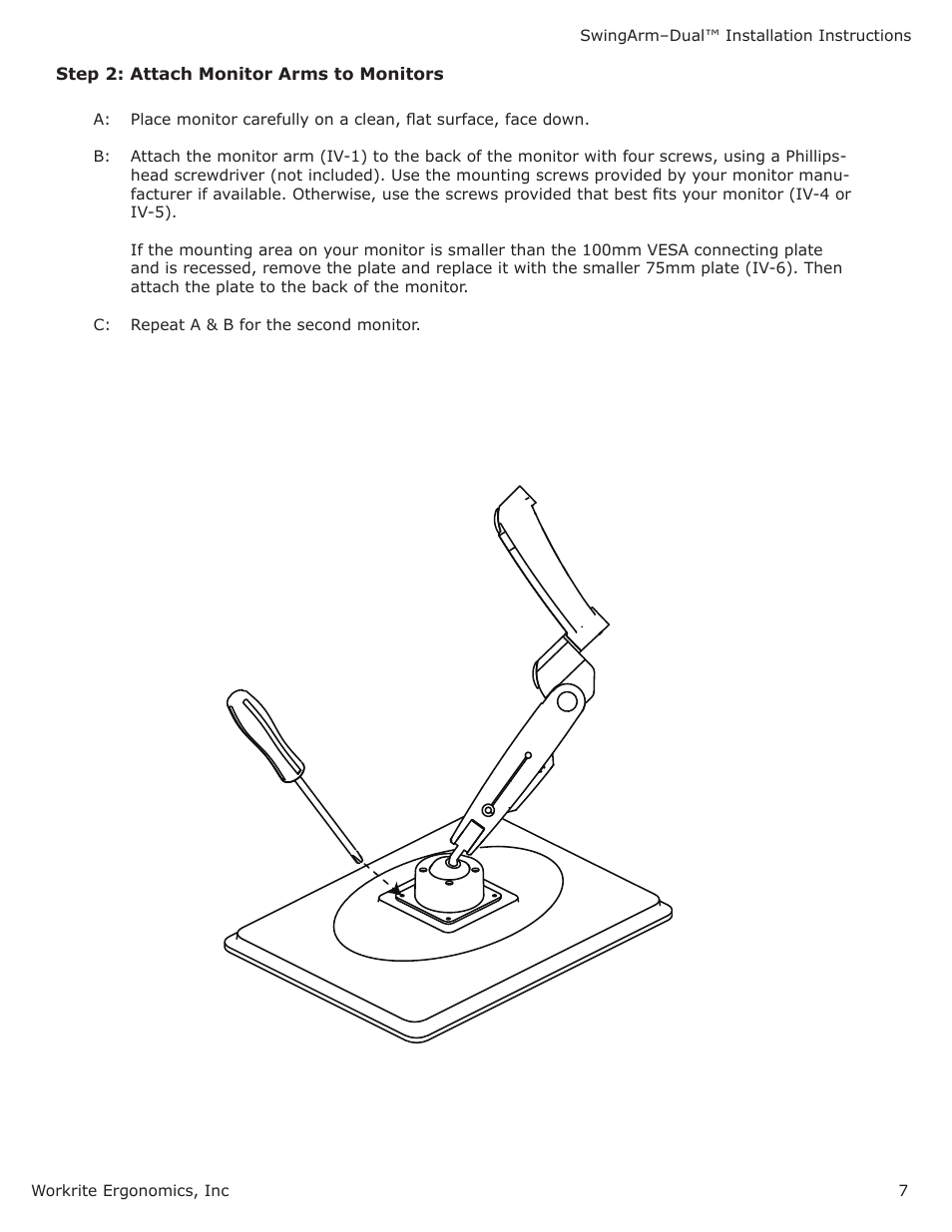 Workrite SwingArm–Dual User Manual | Page 7 / 10