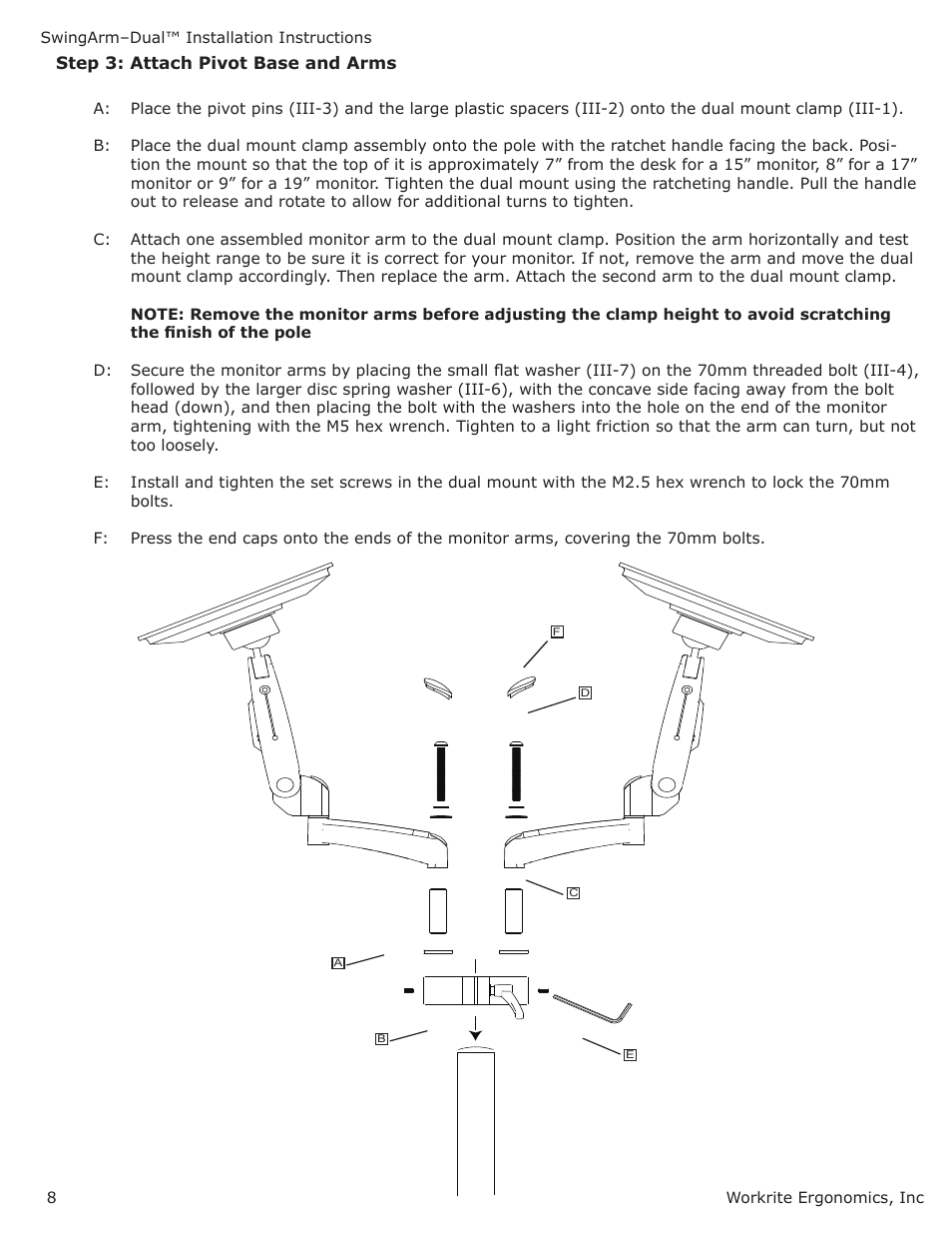 Workrite SwingArm–Dual User Manual | Page 8 / 10