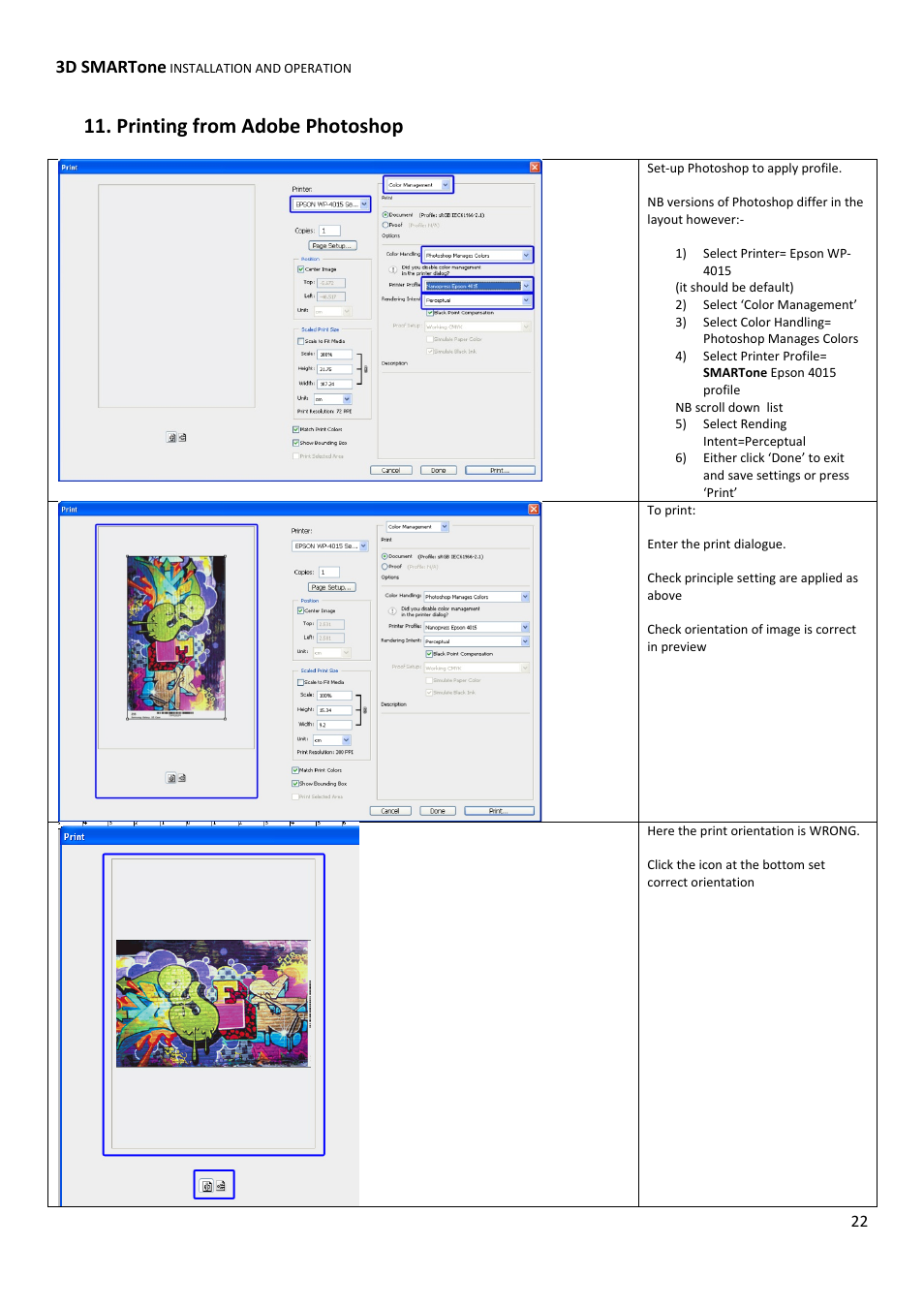 Printing from adobe photoshop, 3d smartone | Xpres 3D SMARTone User Manual | Page 22 / 25