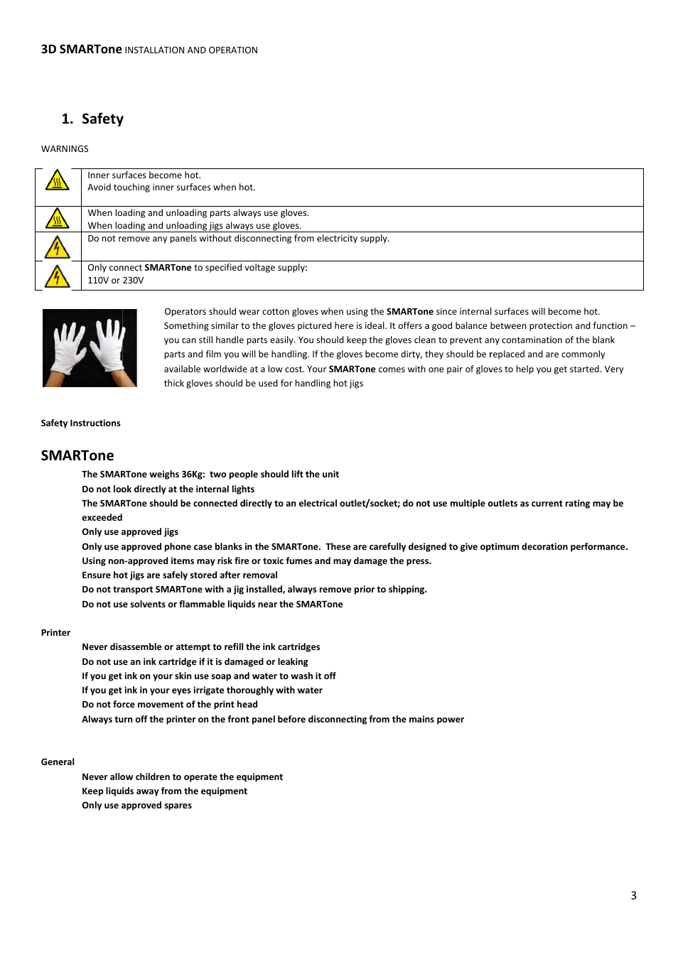 Safety, Martone, 3d s | Smartone | Xpres 3D SMARTone User Manual | Page 3 / 25