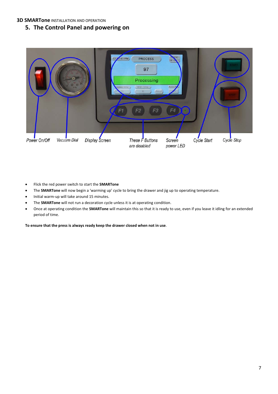 The control panel and powering on, 3d smartone | Xpres 3D SMARTone User Manual | Page 7 / 25