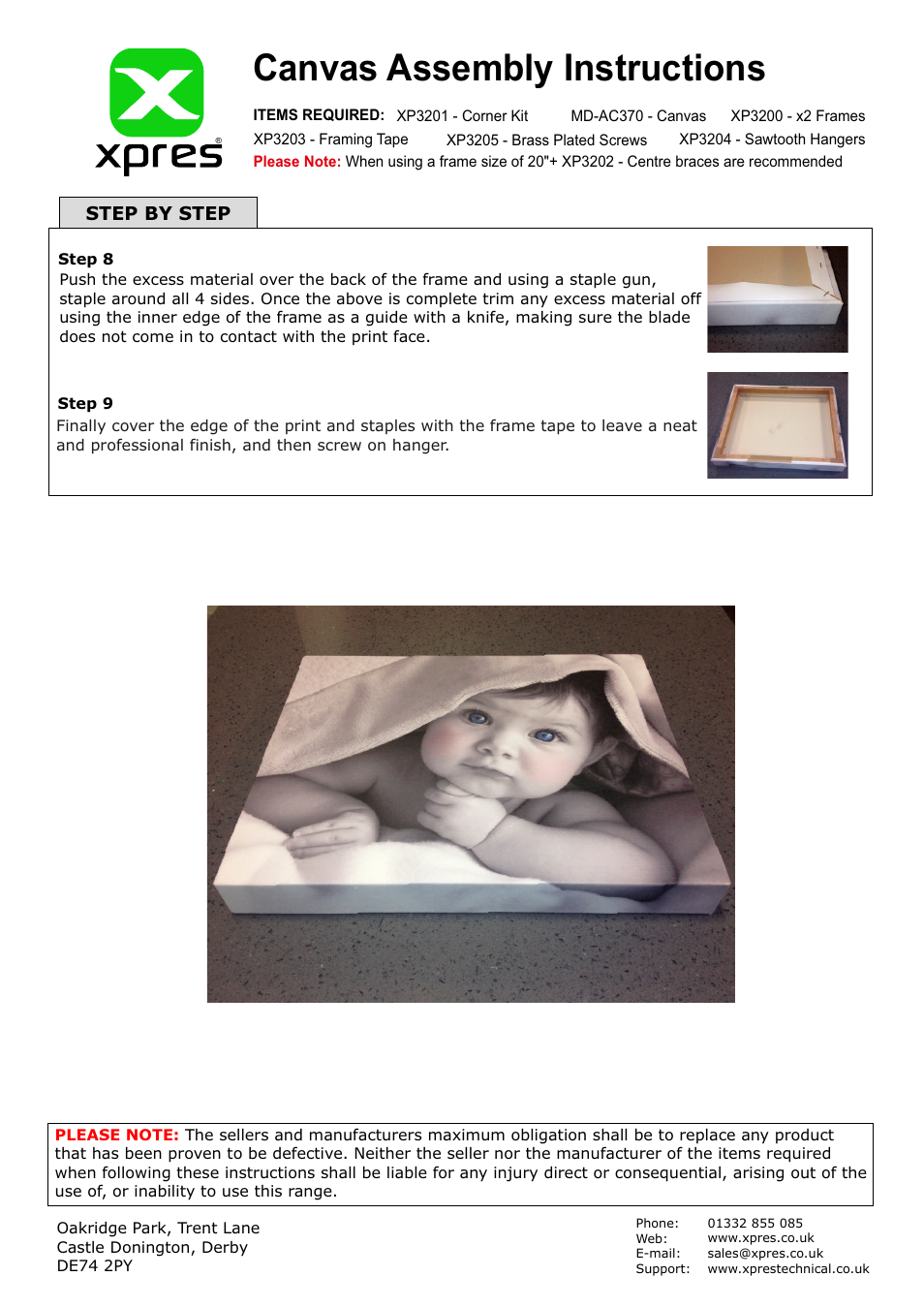 Canvas assembly instructions | Xpres Canvas User Manual | Page 2 / 2