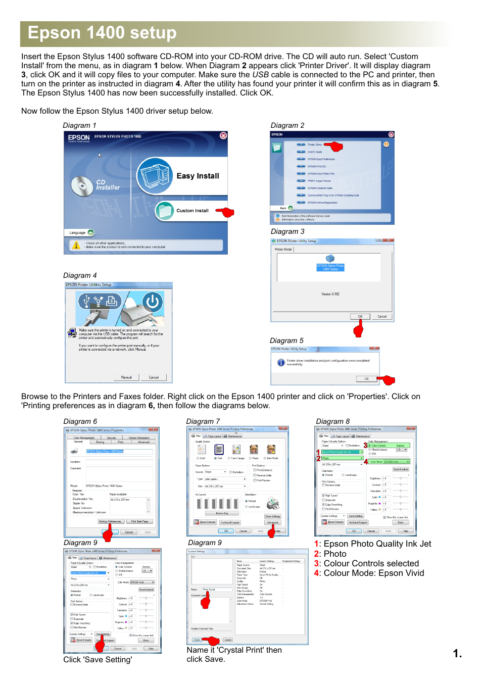 Epson 1400 setup | Xpres Crystal Print User Manual | Page 3 / 5