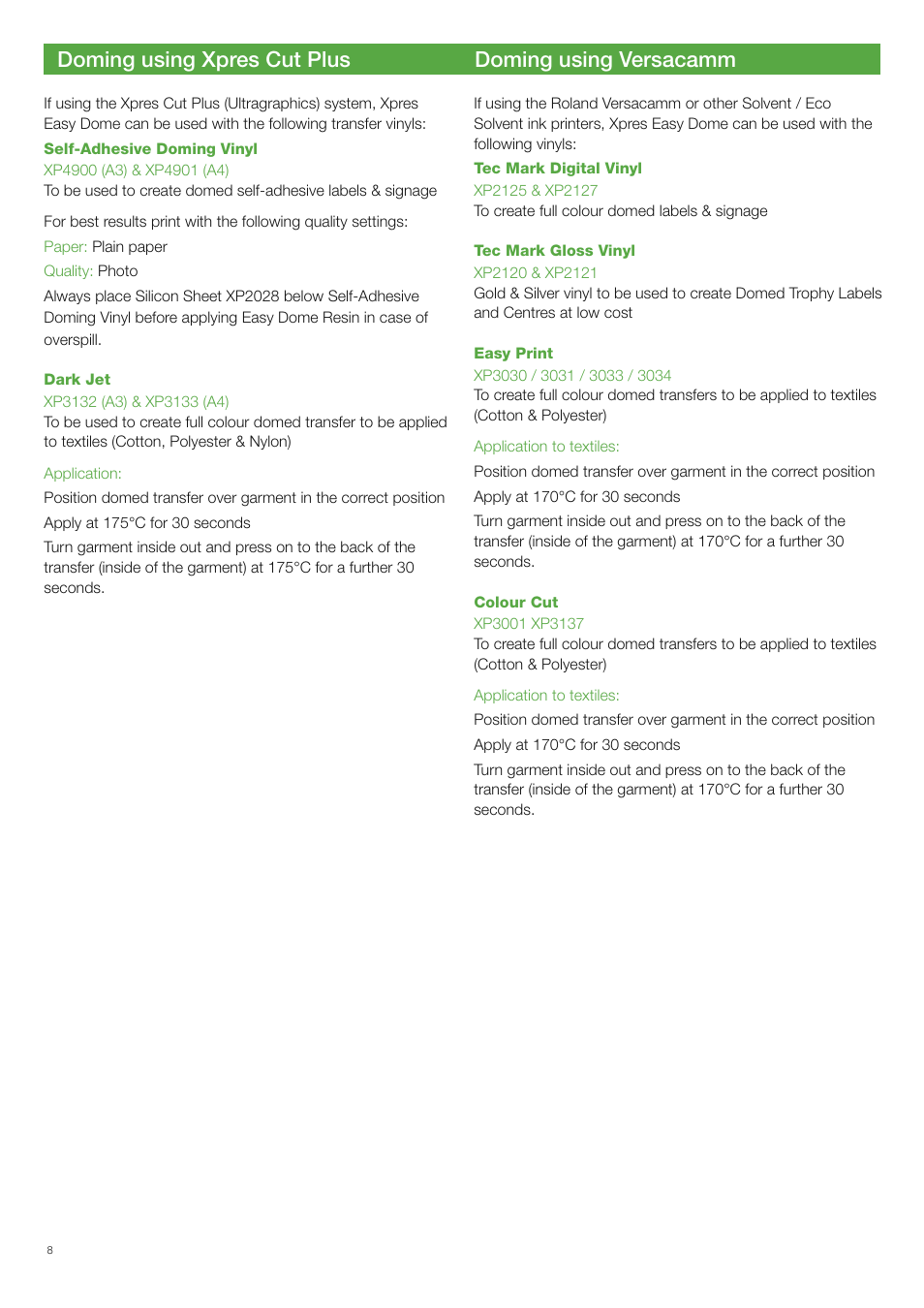 Doming using xpres cut plus doming using versacamm | Xpres Easy Dome User Manual | Page 8 / 12